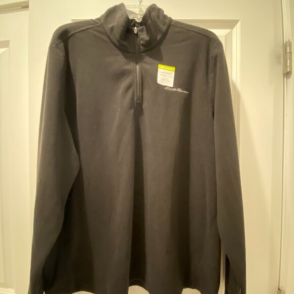 Eddie Bauer Men's 1/4 Zip Pullover Black Super Soft Fleece Sweater Size XL NWT - Picture 1 of 5